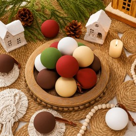 HyDren 20 Pcs Matte Christmas Ball Ornaments 2.4 Inch Rustic Neutral Christmas Ball Decoration Set Plastic Boho Xmas Tree Ornament (Retro Color)