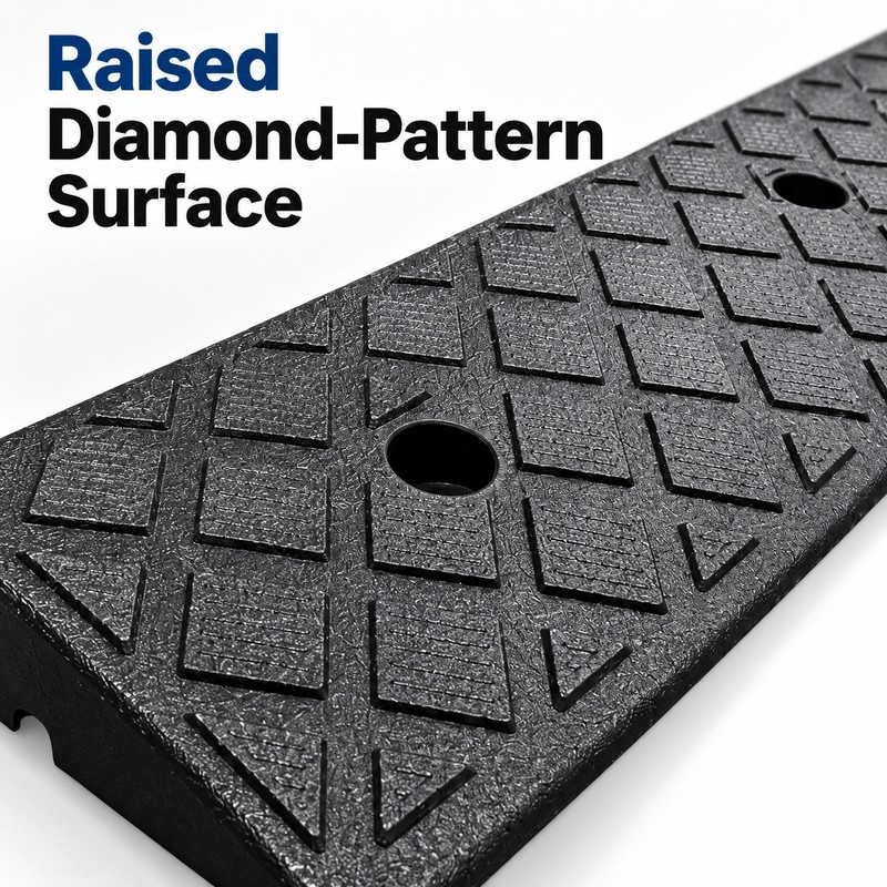 Plastic Threshold Ramp – 1.18-Inch Rise, 19.69-Inch Width, Textured Surface,
