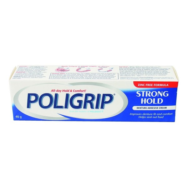 Poli-Grip DENTURE ADHESIVE CREAM, Strong Hold / 40G