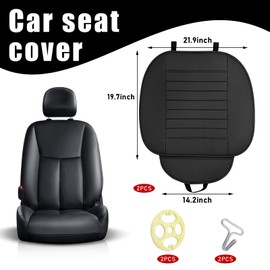 Dickno 2 PCS Car Seat Covers for Front Seats, Breathable Leather Cushion Protector, Anti-Slip Driver Seat Padded with Storage Pockets, Universal Car Accessories for Most Cars, SUVs (Black)
