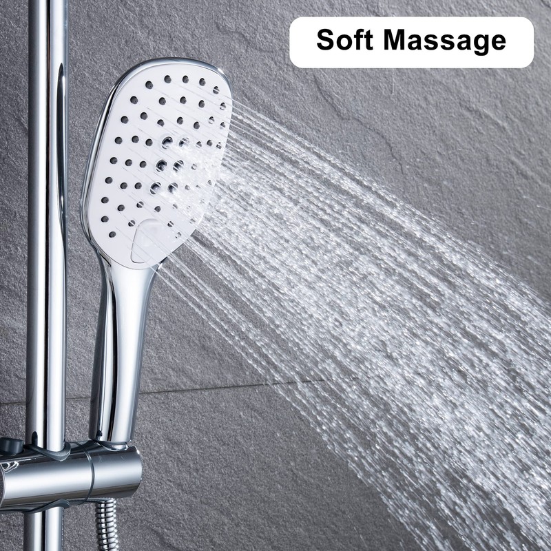 JOHO Square Hand Shower Head Shower Head with Push Button