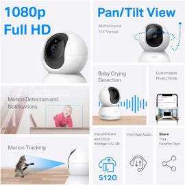 TP-Link Tapo TC71, Cámara Wi-Fi de Seguridad Interior,3MP, Cámara IP Domo 360°, Control Remoto de Aplicaciones, Funciona con Alexa