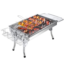 surgicalonline Folding BBQ Grill Kitchen Bar Supplies Outdoor Portable Terrace Barbecue Camping Picnic Barbecue Accessories Tool 18.8x12.5in