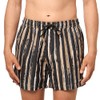 BOSS Men's Broken Stripe Swim Trunk, Black Gloss, X-Large