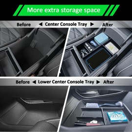 TOPINSTALL 2PCS Console Trays Compatible with 2024-2026 VW Atlas/Atlas Cross Sport Accessories, Armrest Organizer & Lower Center Console Tray Bottom Storage Insert Interior Accessory