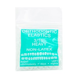 JMU Orthodontic Elastics 3/16 Inch Heavy 6.5oz 100 pack Intraoral Elastic Bands Latex Free Dental Rubber Bands Made in USA