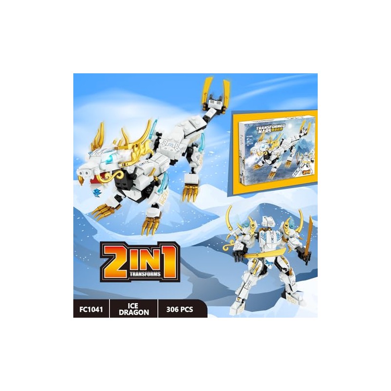 Elemental Dragon 2 in 1 Transformable Ninja Mech Warrior Building