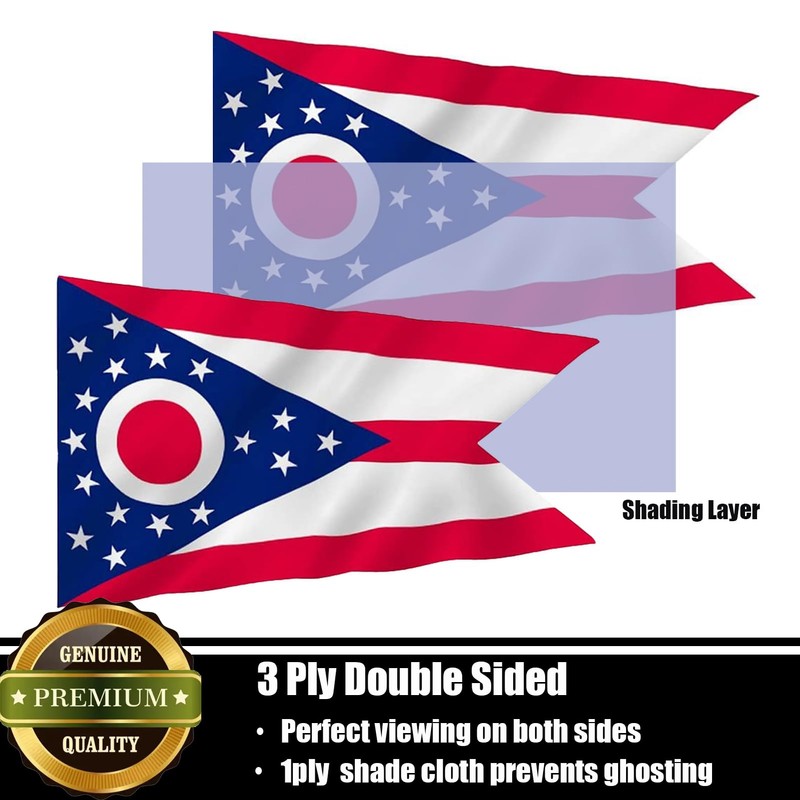 Nuibers Ohio Flag 3x5 FT Sturdy for Outside, Heavy Duty