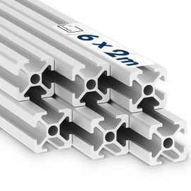 tktrading24 Aluminium Profile 6 Pieces 20 x 20 mm 2 m System, Assembly, Construction Profile Slot 6