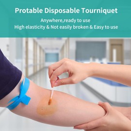 Medical Tourniquet, First Aid Tourniquets, Disposable Tourniquet, Elastic TPE Latex-Free First Aid Tourniquets, Nursing Supplies, Portable, for Blood Drawing, Portable, Pack of 100 pcs