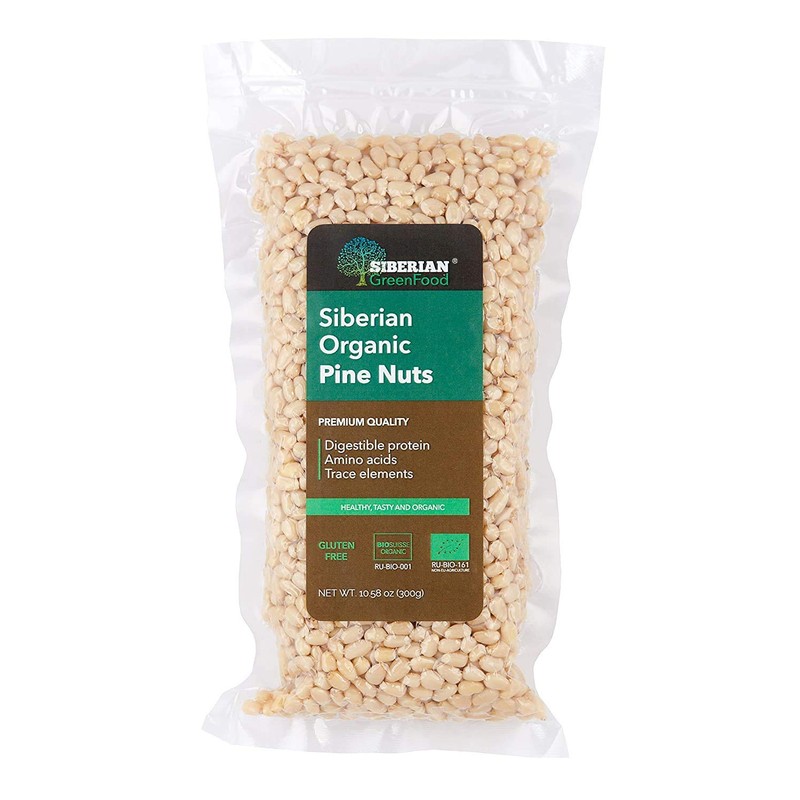 Organic Pine Nuts, Premium Quality 300gr/10.58oz vacuum pack by Siberian
