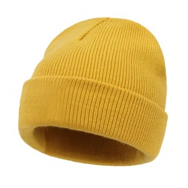 RAONMHUE Knitted Warm Hat, Sleeve Trawl Ski Hat, Winter Beanie Hat, Suitable for Travel and Outdoor Sports (AU, Alpha, Large, Turmeric)