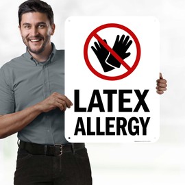 Latex Allergy With Graphic Sign, 18X24 Inches, 55 Mil Thick Hdps (High Density Polystyrene), Made In Usa By My Sign Center