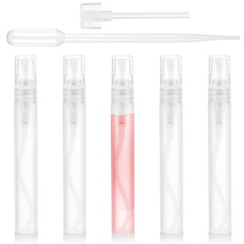 JIYIN 5 Pcs Mini Spray Bottle,10ml Mini Perfume Sample Bottles with Transfer Pipettes, Clear Refillable Perfume Bottle Plastic Portable Travel Perfume Atomizer Tiny Perfume Container(10ml)