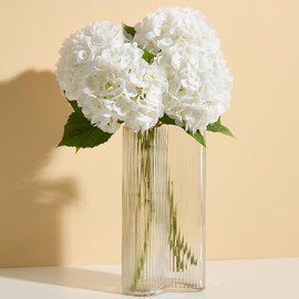 Real Touch White Hydrangea Artificial Flowers (4-Pack) -20" Faux Hydrangea Flowers with Long Stem & Leaves - Realistic Fake Hydrangeas for Home Decor Floral Arrangements Wedding Bouquets Centerpieces