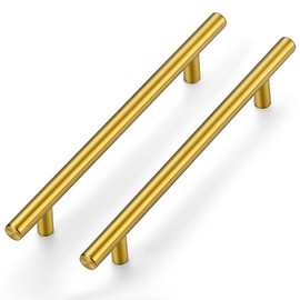 Ravinte 25 Pack 8-13/16 Inch Cabinet Handles Brushed Brass Kitchen Cabinet Hardware Dresser Pulls Stainless Steel Cabinet Pulls 8-13/16" Length,6-1/4" Hole Center