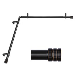 Splicing Corner Window Curtain Rods 48 to 84 Inch, HOTOZON 7/8 Inch Heavy Duty Single Rod for Windows, Black, End Cap Finials