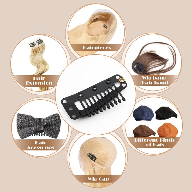 Dreamlover Wig Clips, Hair Extension Clips, 10 Teeth, Black, 30