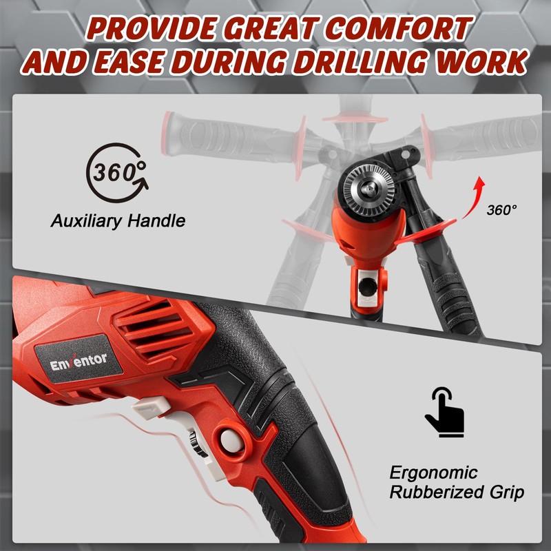 Enventor 7.5 Amp Hammer Drill, 1/2 Inch Electric Drill Hammer,