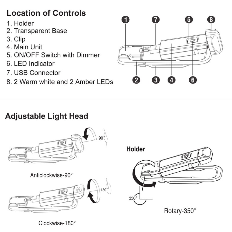 LUXSWAY USB Rechargeable Book Light for Reading,Small Book Reading Light