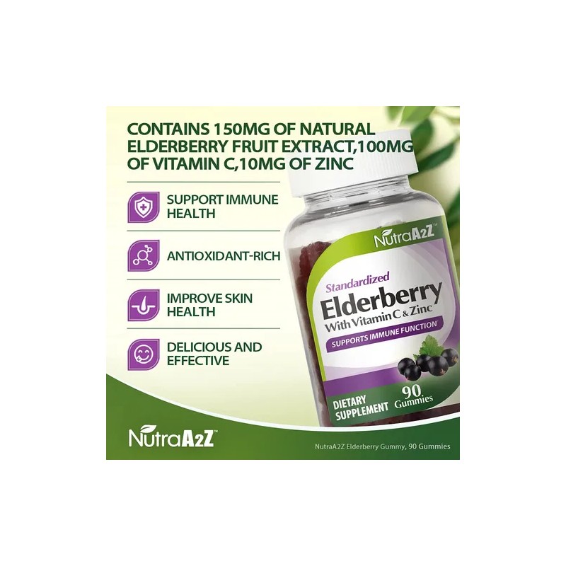 Nutraa2z Gomitas De Saúco 150mg Con Vitamina C Y Zinc