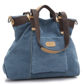 LOSMILE Women's handbag, Canvas large Totes Shoulder Bag Hobo Bags.(Blue)
