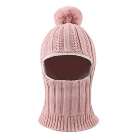 XIAOHAWANG Baby Winter Hat Boys Children's Hats Winter Polar Fleece Windproof Cold Protection Knitted Hat Boys Warm Beanie with Bobble for Children Baby, Skin pink