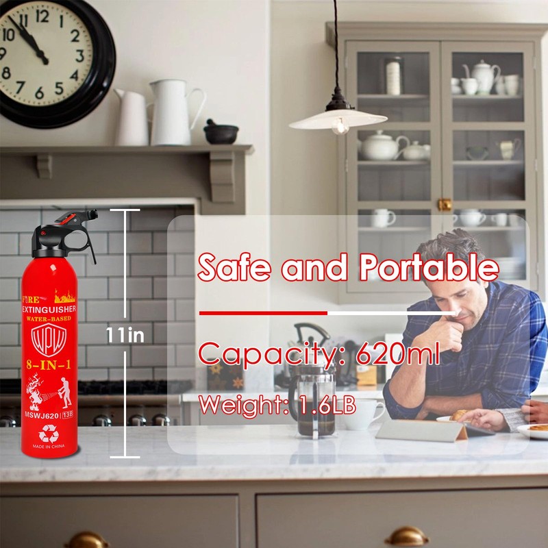 WPW 620ml Large Upgraded 8-in-1 Fire Extinguisher for Home with
