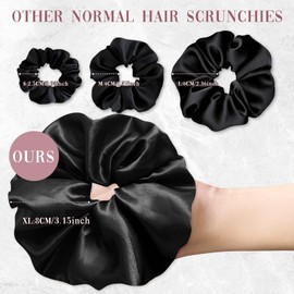 Annauiy Pack of 2 Satin Hair Bobbles for Women, 8 cm Extra Large Bouquet for Women, Girls, 2 Colours – Black, Red (XL: 8 cm)