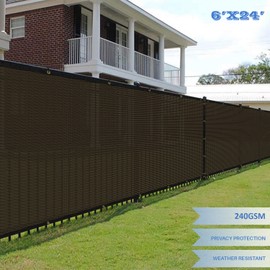 E&K Sunrise 6' x24' Privacy Fence Screen with Grommets, Outdoor Windscreen Fence Covering Privacy Screen UV Blockage for Backyard Garden Patio (Brown)