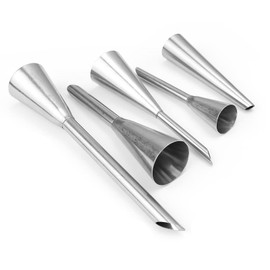 SHENGYIG Pack of 5 Stainless Steel Filling Nozzles for Pastry Syringe, Ideal for Filling Jam and Injecting Cream, Perfect for Baking, Desserts and Puff Pastry