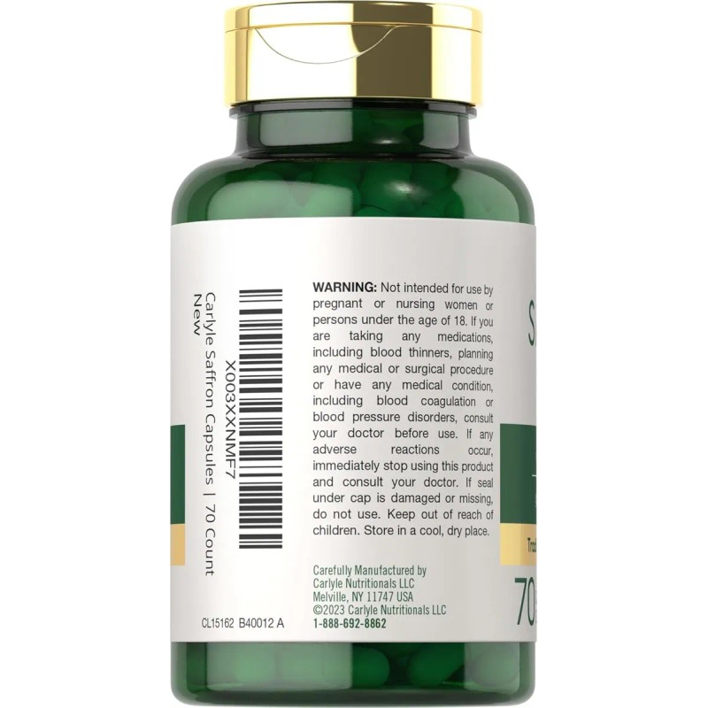 Suplemento De Extracto De Azafrán Reduce Depresión 70 Cáps.