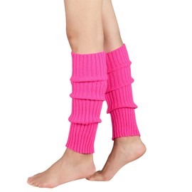 Century Star Neon Ribbed Leg Warmers for Women Girls Juniors Knitted Retro Leg Warmer for 80s Party A Rose New One Size