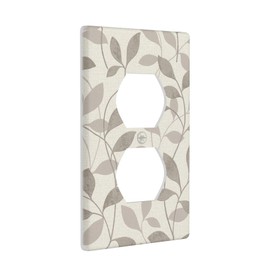 Single Outlet Duplex Light Switch Cover Wall Plate Grey Leaves Decorative Electrical Receptacle Covers Farmhouses Bathrooms Bedrooms Kitchens Faceplate 1 Gang Standard Size 4.5" x 2.76"
