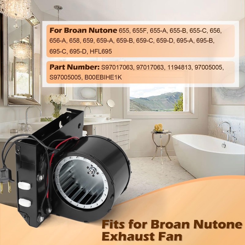 S97017063 Heater Motor Assembly Compatible with Broan Nutone 655, 655F,