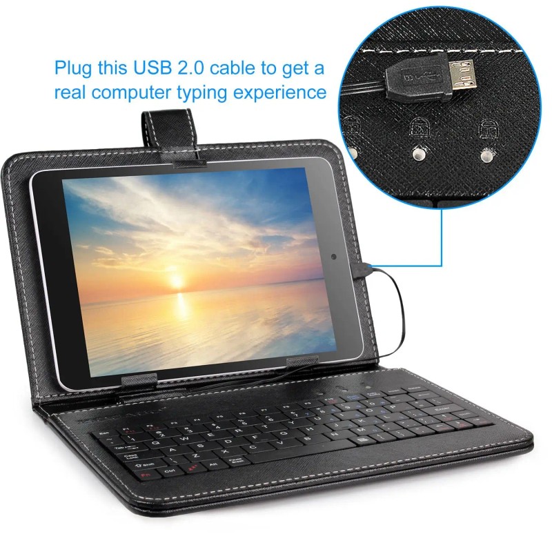 7.9in Protective Keyboard Case with PU Leather Back Stand Tablet