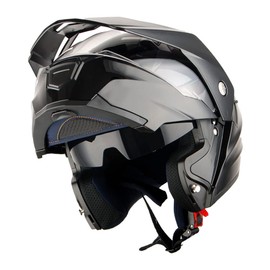 1Storm New Motorcycle Modular Flip up Full Face Helmet Dual Visor: HJK910 DSPORT Glossy Black