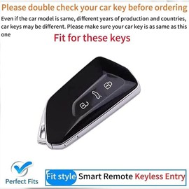 ontto ABS Car Key Case Suitable for VW Golf 8 R GTI ID.3 ID.4 ID.6X Seat Leon MK4 Skoda Octavia Enyaq 2020-2022 Car Remote Control Cover Key Fob Key Case Key Box Black