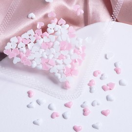 100Pcs Heart Nail Charms 3D Pink White Hearts Flat Back Nail Art Charms Cute Small Love Hearts Acrylic Nail Jewelry Valentine's Day Nail Decoration Supplies for Women DIY Manicure