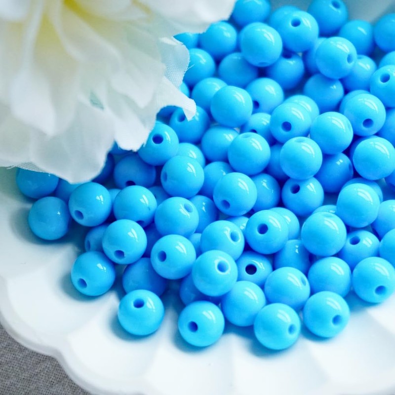 250pcs Acrylic Beads for Bracelets, 8mm Plastic Beads Smooth Round