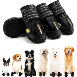 Hcpet Dog Shoes, Dog Boots for Small Dogs, Waterproof Dog Booties Paw Protector for Winter Snowy Day, Summer Hot Pavement, Outdoor Walking, Indoor Hardfloors Anti Slip Sole Black Size 3