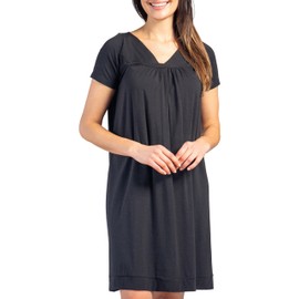 Fishers Finery Women's Classic Short Sleeve Nightgown; Plus Size - NEW FABRIC (Black, XL)