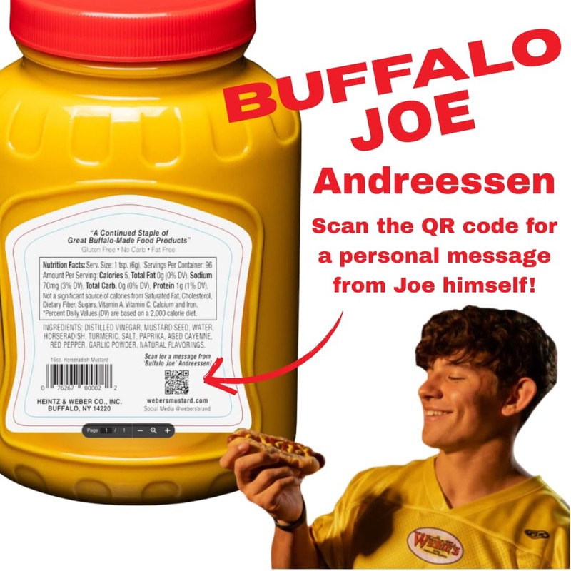 Buffalo's Own Weber's Brand Original Horseradish Mustard 16 ounce