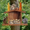 MIXUMON Wood Squirrel Feeder, Squirrel Feeders for Outside Winter, Wooden