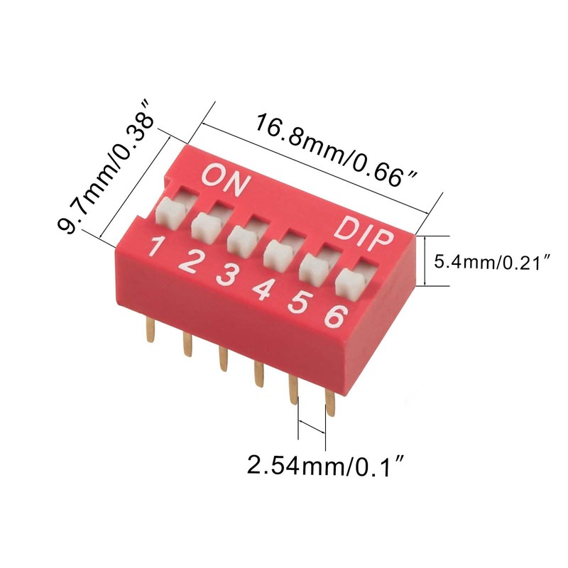 20pcs Double Row Dip Switch 6 Position Slide Type Switch