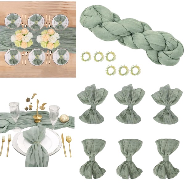 Sage Green Table Decor Set of 13 - 1 10FT