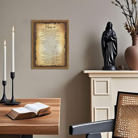 Dytila Bible Verses Wall Decor - Framed 16x24 Inch Vintage Psalm 91 Wall Art, Christian Spiritual Canvas Prints, Faith Paintings, Serenity Prayer Religious Scripture Artwork for Church Prayer Room