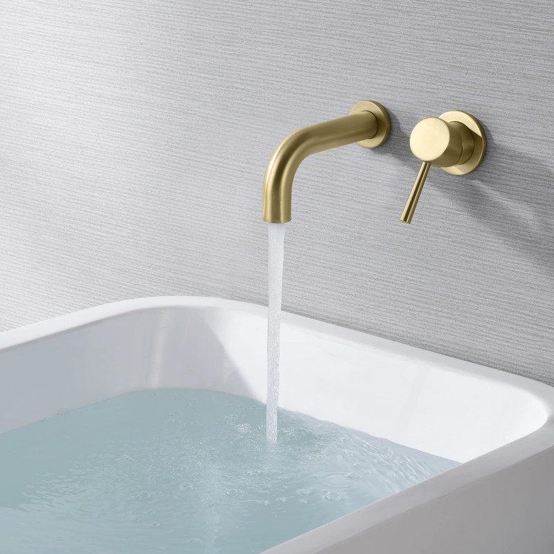 SUMERAIN Wall Mount Bathtub Faucet Tub Filler with Valve, Brushed