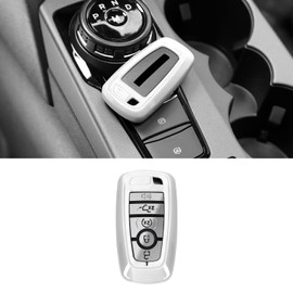 RAZPOY Key Fob Cover Shell, Key Case Cover Holder Protector Compatible with 2018-2024 Ford F-150 Explorer & 2021-2024 Ford Bronco & Bronco Sport, White