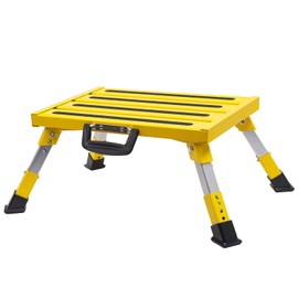 Homeon Wheels RV Steps Portable Foldable RV Steps Anti-Slip Surface with Handles Aluminum Folding Safety Platform Adjustable Height Supports Up to 1000 lbs for Camping Travel Trailer Truck